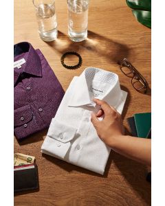 White Men's Dress Shirt Slim Fit Non Iron Stretch Solid